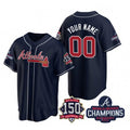 Custom Atlanta Braves Navy MWATKINS Active Player 2021 World Series Chimpions With 150th Anniversary Cool Base Stitched Jersey