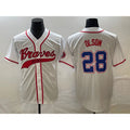 Atlanta Braves #28 Matt Olson White MWATKINS Cool Base With Patch Stitched Jersey 2