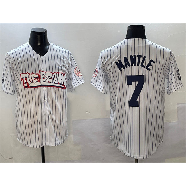 New York Yankees #7 Mickey Mantle White MWATKINS Bronx Graffiti Vapor Limited Stitched Jersey