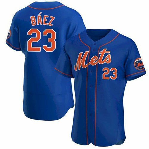 New York Mets #23 Javier Baez Royal MWATKINS Anthentic Jersey