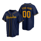 Custom Milwaukee Brewers Navy MWATKINS Stitched Cool Base Jersey