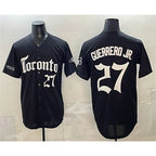Toronto Blue Jays #27 Vladimir Guerrero Jr Black MWATKINS Gothic North Edition Limited Stitched Jersey