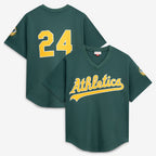 Oakland Athletics #24 Rickey Henderson Mitchell & Ness Green MWATKINS Authentic Batting Practice Jersey