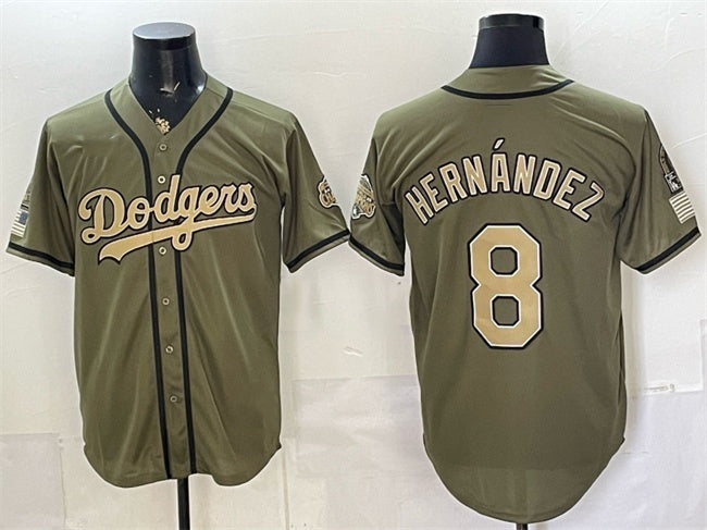 Los Angeles Dodgers #8 Enrique Hernandez Olive MWATKINS 2026 Armed Forces Day Stitched Jersey