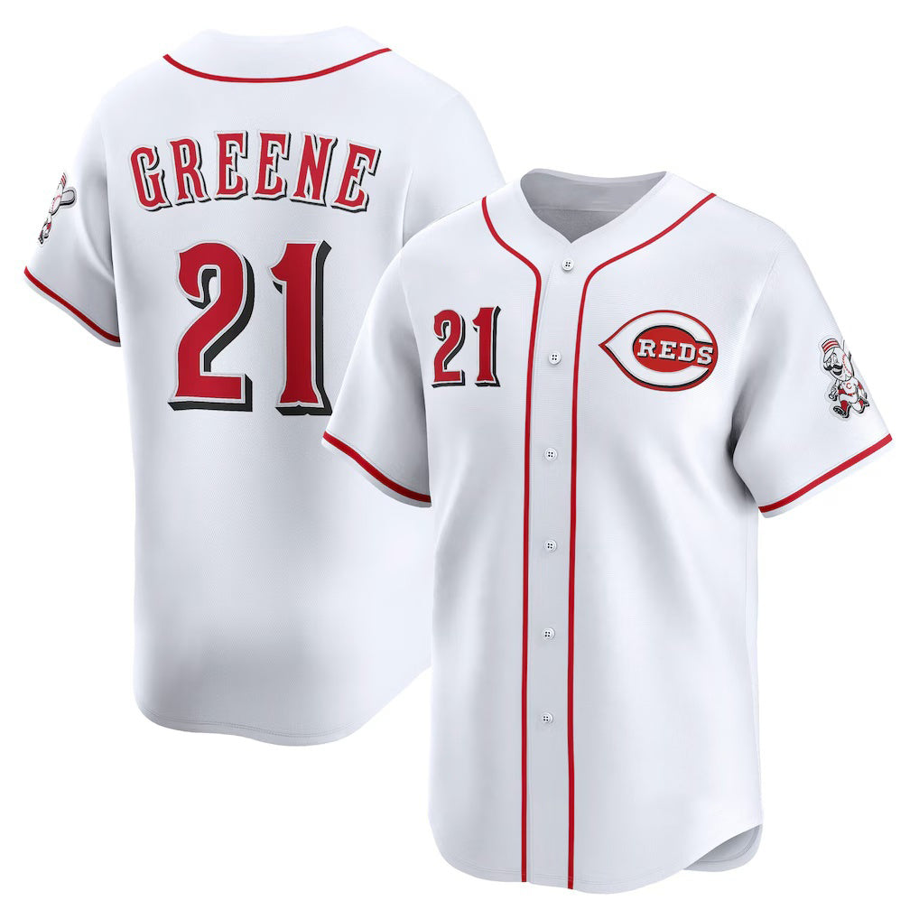 Cincinnati Reds #21 Hunter Greene White MWATKINS Home Limited Player Jersey