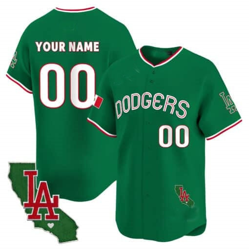 Custom Los Angeles Dodgers Mexico California Patch Vapor Premier Limited Jersey V3 ¨C Green MWATKINS
