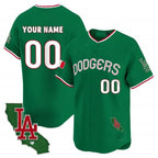 Custom Los Angeles Dodgers Mexico California Patch Vapor Premier Limited Jersey V3 ¨C Green MWATKINS