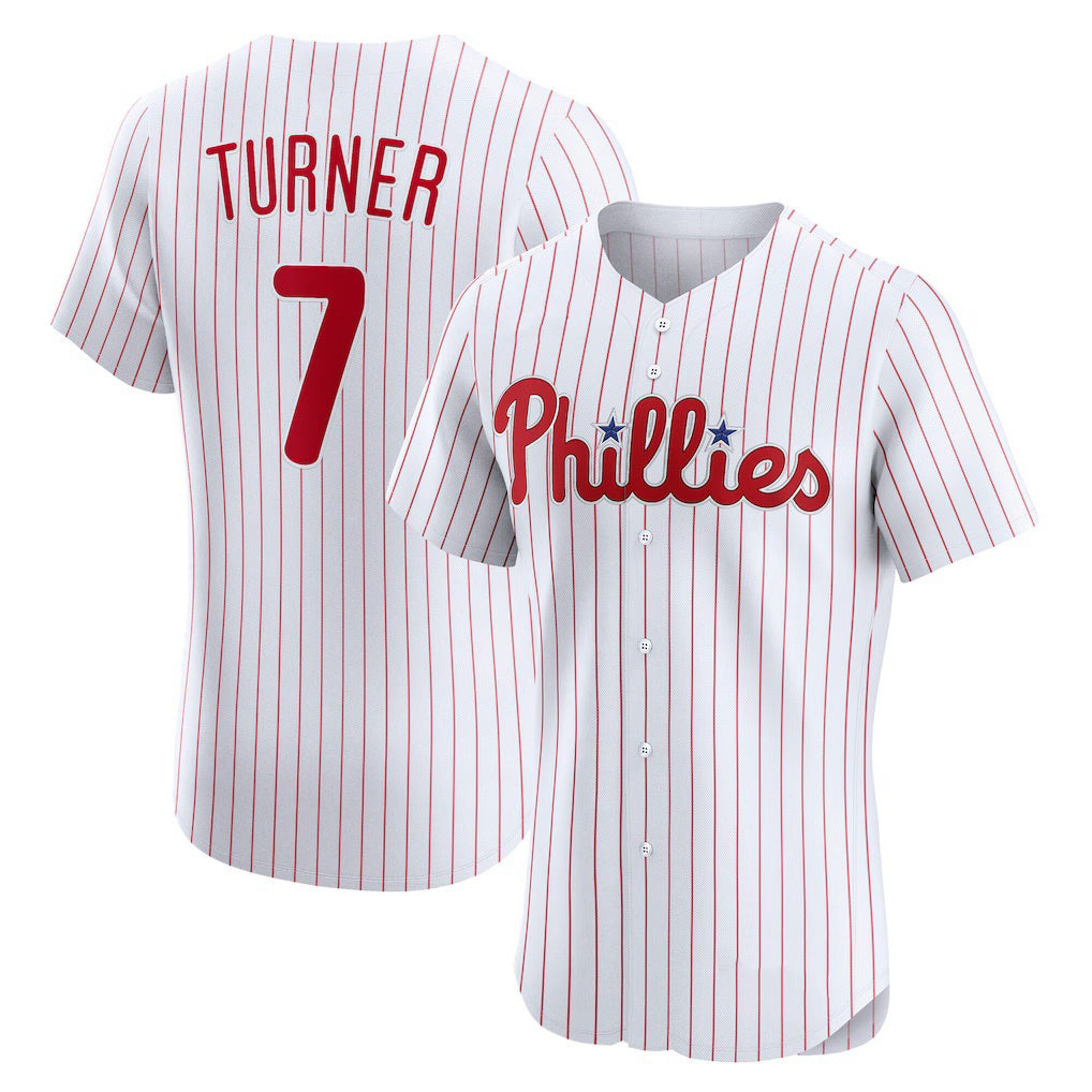 Philadelphia Phillies #7 Trea Turner White MWATKINS Home Elite Jersey