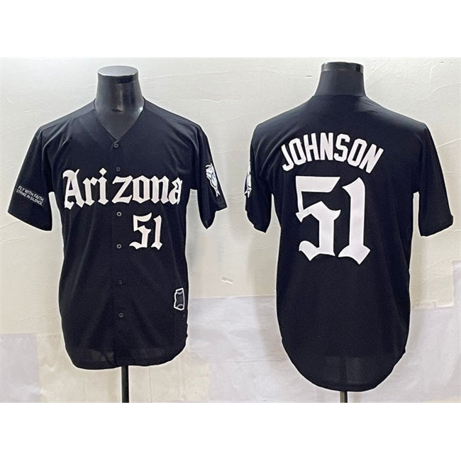 Arizona Diamondbacks #51 Randy Johnson Black MWATKINS 'Gothic Desert Fang Edition' Vapor Premier Limited Stitched Jersey