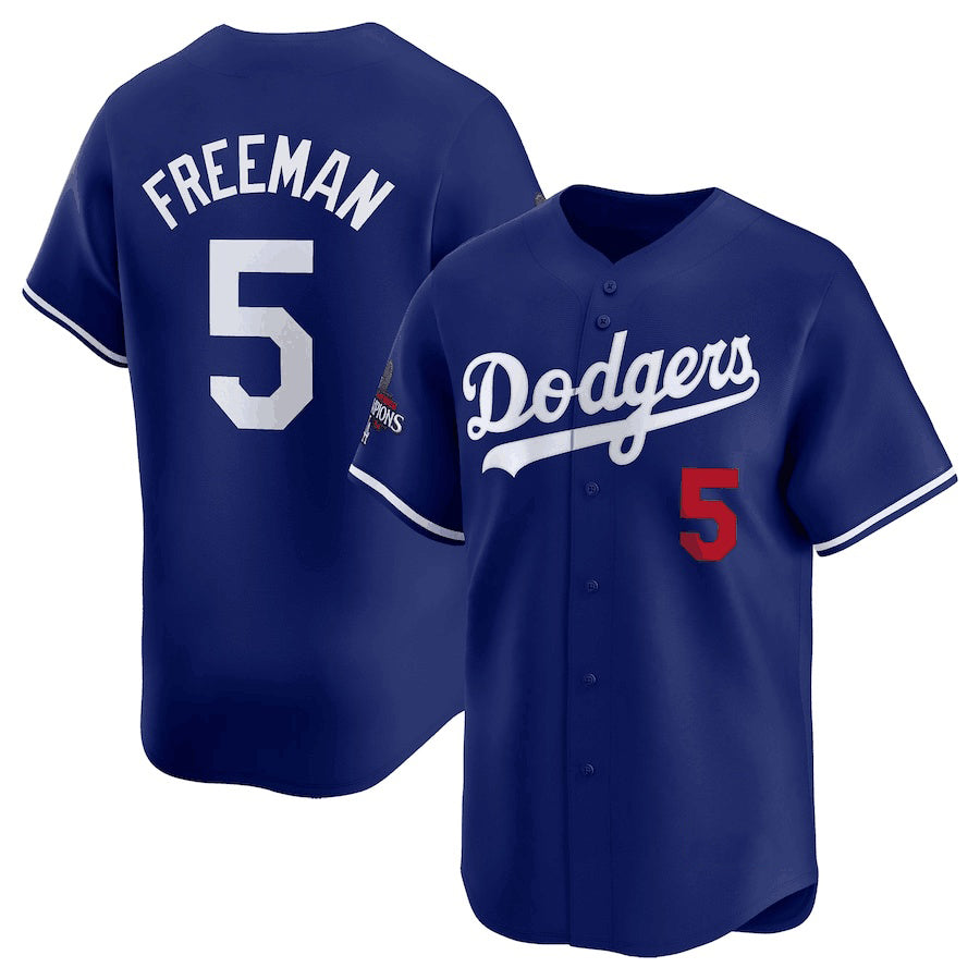 Los Angeles Dodgers #5 Freddie Freeman Royal MWATKINS 2024 World Series Champions Alternate Limited Stitched Jersey