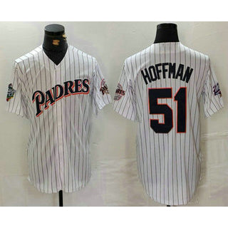 San Diego Padres #51 Trevor Hoffman White MWATKINS Pinstripe Jersey
