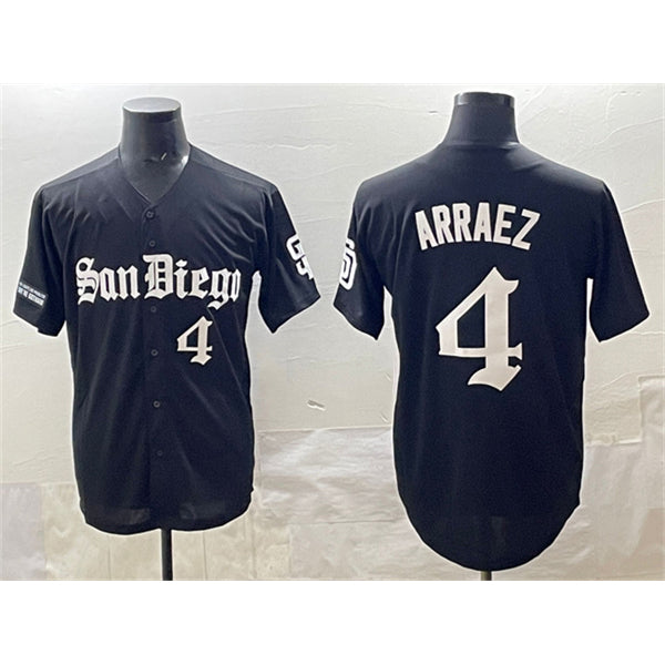 San Diego Padres #4 Luis Arraez Black MWATKINS Gothic Edition Vapor Limited Stitched Jersey