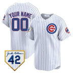 Custom Chicago Cubs 2024 Jackie Robinson Patch Vapor Premier Limited Jersey V2 ¨C White Alternate MWATKINS