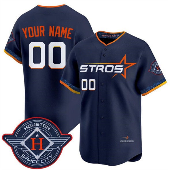 Custom Houston Astros Active Player Navy MWATKINS 2025 City Connect Limited Stitched Jersey