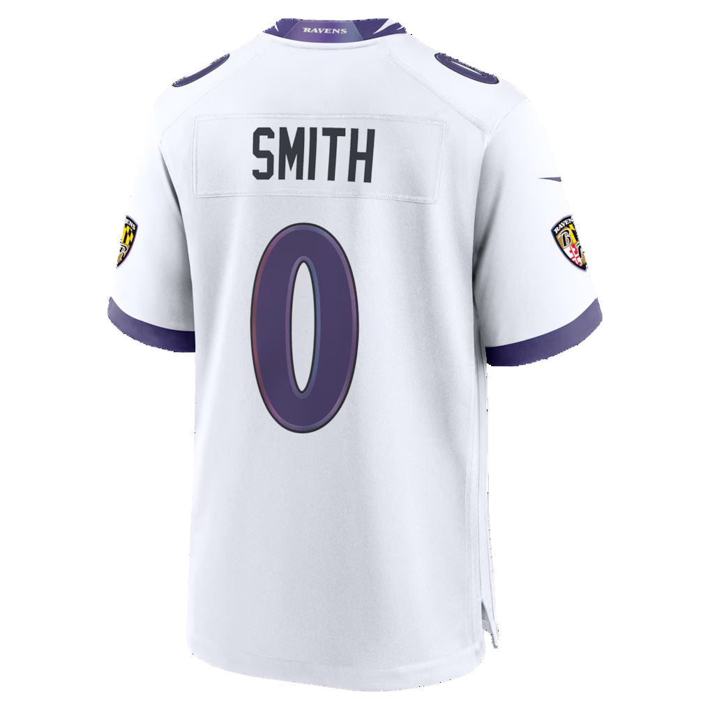 B.Ravens #0 Roquan Smith White MWATKINS Game Jersey