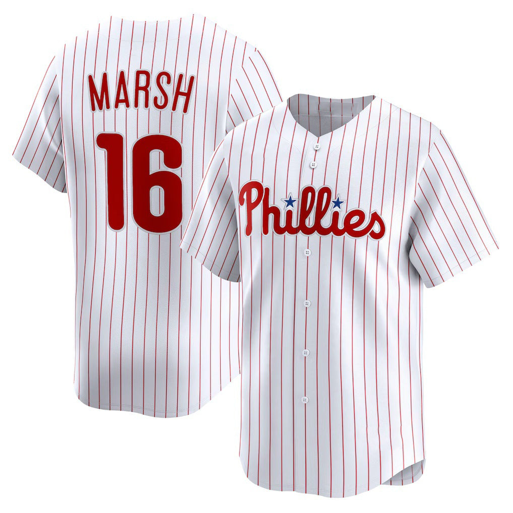 Philadelphia Phillies #16 Brandon Marsh White MWATKINS Home Limited Player Jersey