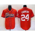 Detroit Tigers #24 Miguel Cabrera Orange MWATKINS Cool Base Stitched Jersey