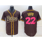 San Diego Padres #22 Juan Soto Brown MWATKINS NEW 2023 City Connect Cool Base Stitched Jersey