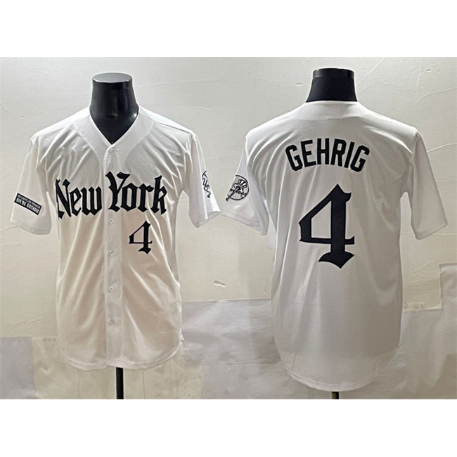 New York Yankees #4 Lou Gehrig White MWATKINS 'Gothic Legacy Edition' Vapor Premier Limited Stitched Jersey