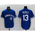 Kansas City Royals #13 Salvador Perez Number Royal MWATKINS Cool Base Stitched Jersey