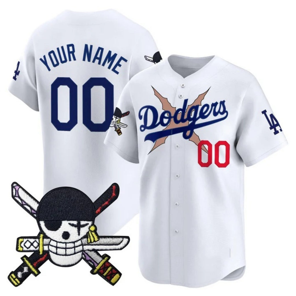 Custom Los Angeles Dodgers x One Piece White MWATKINS Zoro Patch Vapor Premier Limited Jersey - Stitched