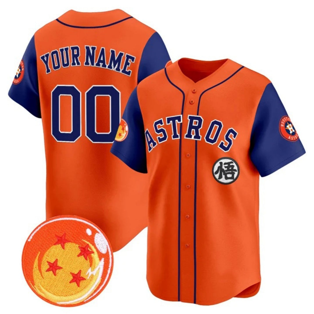 Custom Houston Astros x Dragon Ball Royal Orange MWATKINS Vapor Premier Limited Jersey - All Stitched