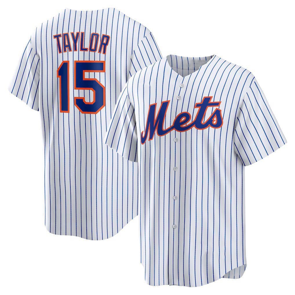 New York Mets #15 Tyrone Taylor White MWATKINS Home Replica Jersey