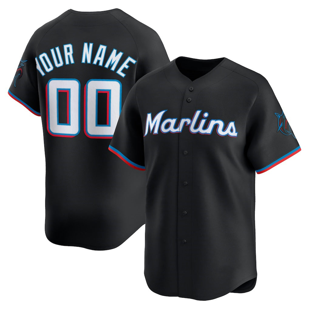 Custom Miami Marlins Black MWATKINS Alternate Limited Jersey