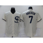 Chicago White Sox #7 Tim Anderson 2021 Cream MWATKINS Navy Field of Dreams Name Flex Base Stitched Jersey