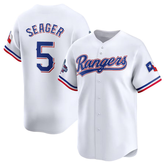 Texas Rangers #5 Corey Seager White MWATKINS 2023 World Series Champions Stitched Jersey