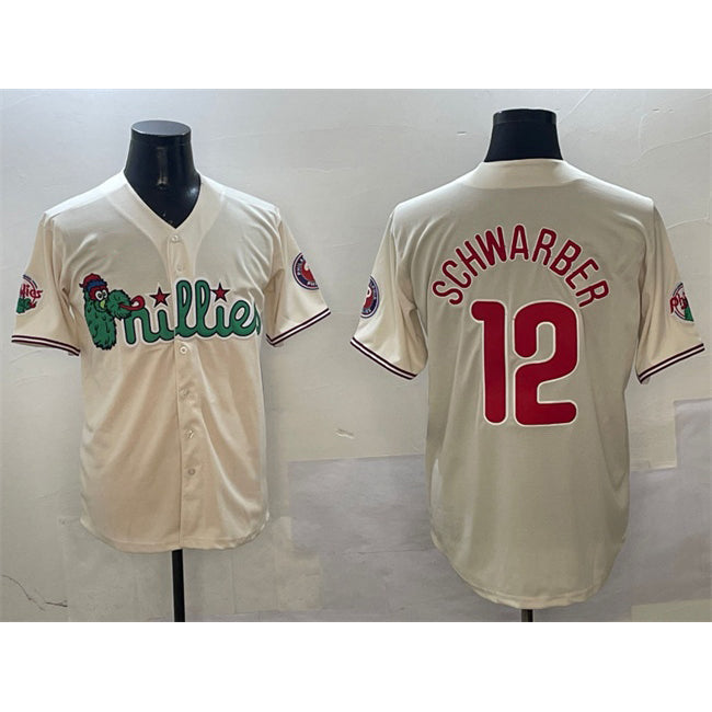 Philadelphia Phillies #12 Kyle Schwarber Cream MWATKINS Phanatic Limited Stitched Jersey