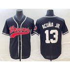 Atlanta Braves #13 MWATKINSld Acuna Jr Black MWATKINS Cool Base Stitched Jersey 2