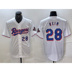 Texas Rangers #28 Jonah Heim Number White MWATKINS 2023 World Series Champions Cool Base Jerseys