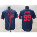 New York Yankees #99 Aaron Judge Navy Red MWATKINS Fashion Cool Base Jersey