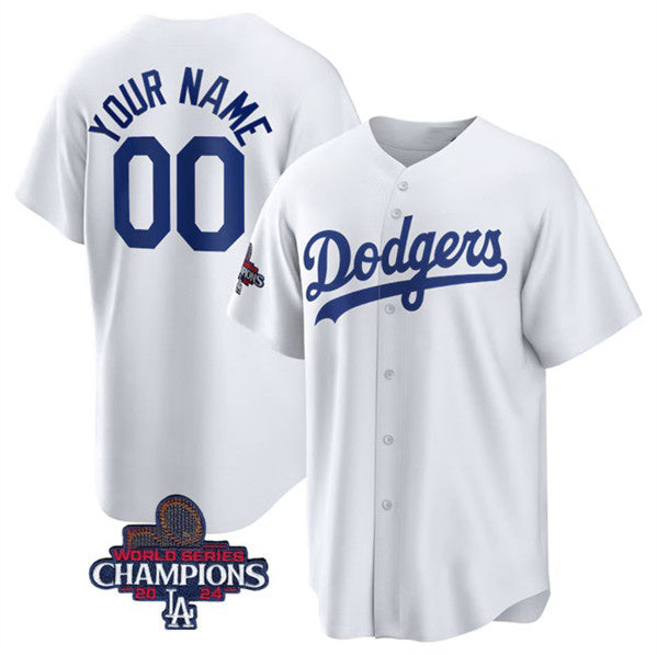 Custom Los Angeles Dodgers ACTIVE PLAYER White MWATKINS 2024 World Series Champions Cool Base Stitched Jersey