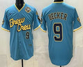 Milwaukee Brewers #9 Bob Uecker Blue MWATKINS City Connect Limited Jersey