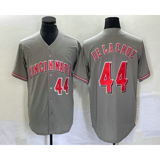 Cincinnati Reds #44 Elly De La Cruz Number Grey MWATKINS Cool Base Stitched Jersey