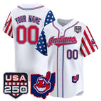 Custom Cleveland Indians White MWATKINS America 250 Edition Vapor Premier Limited Jersey - All Stitched