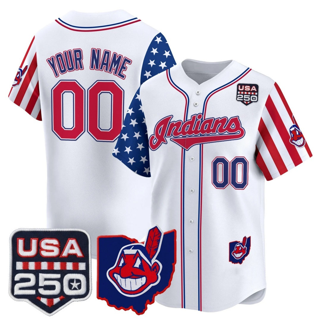 Custom Cleveland Indians White MWATKINS America 250 Edition Vapor Premier Limited Jersey - All Stitched