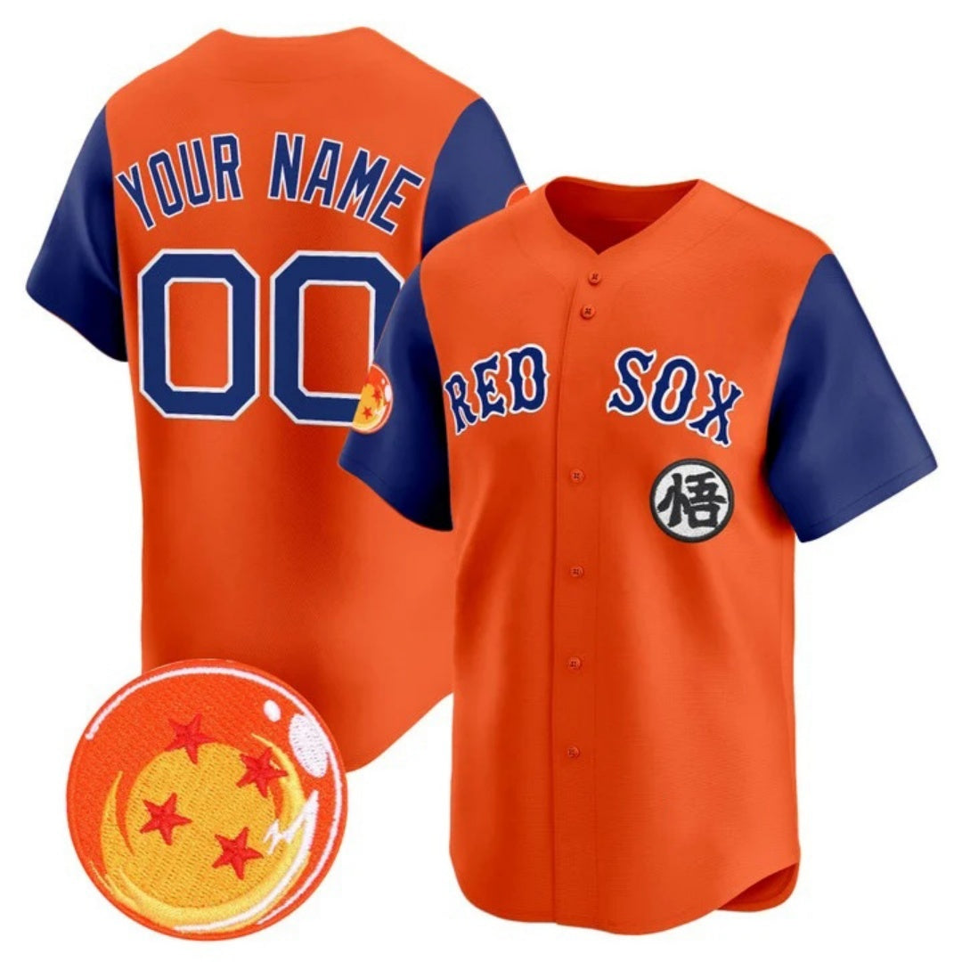 Custom Boston Red Sox x Dragon Ball Royal Orange MWATKINS Vapor Premier Limited Jersey - All Stitched