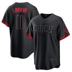 Cincinnati Reds #11 Barry Larkin Black MWATKINS City Connect Replica Player Jersey