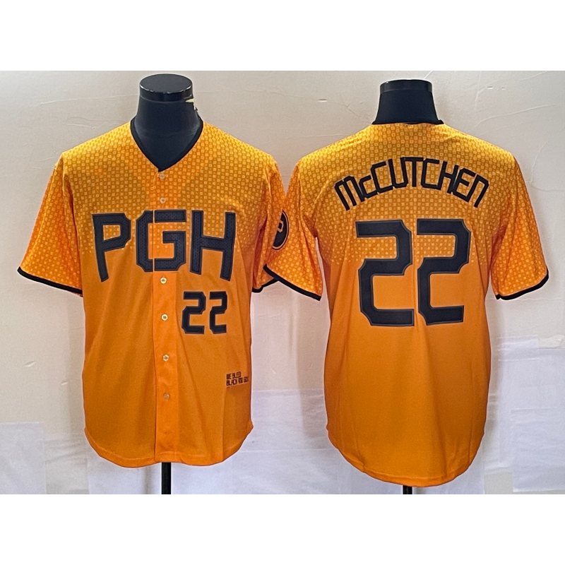 Pittsburgh Pirates #22 Andrew McCutchen Number Gold MWATKINS 2023 City Connect Stitched Jersey 2