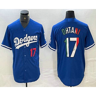 Los Angeles Dodgers #17 Shohei Ohtani Number Mexico Blue MWATKINS Cool Base Stitched Jerseys