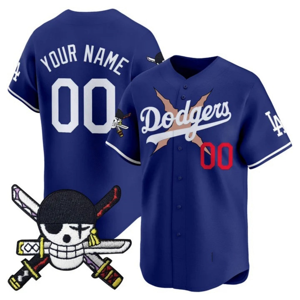 Custom Los Angeles Dodgers x One Piece Royal MWATKINS Zoro Patch Vapor Premier Limited Jersey - Stitched