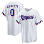 Texas Rangers #0 Sam Haggerty White MWATKINS Home Replica Jersey