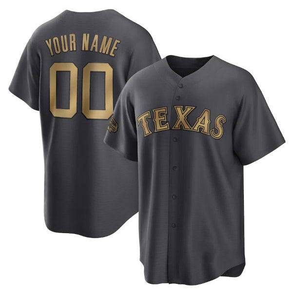 Custom Texas Rangers Active Player Charcoal MWATKINS 2022 All-Star Cool Base Stitched Jersey