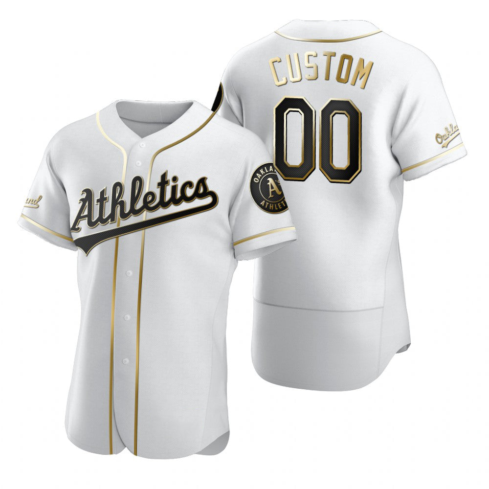 Custom Oakland Athletics White MWATKINS Stitched Flex Base Golden Edition Jersey