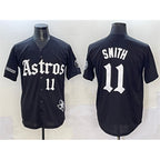 Houston Astros #11 Cam Smith Black MWATKINS Gothic 'Houston Born Barrio Raised' Limited Stitched Jersey