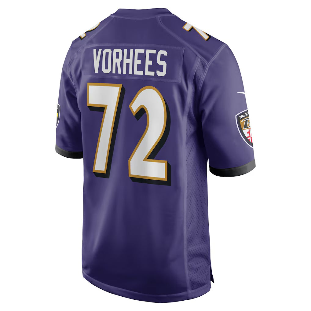 B.Ravens #72 Andrew Vorhees Purple MWATKINS Team Game Jersey