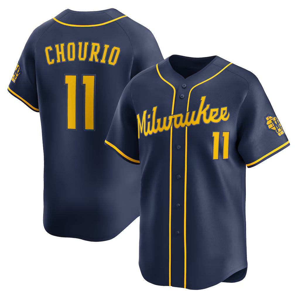 Milwaukee Brewers #11 Jackson Chourio Navy MWATKINS Alternate 2 Limited Jersey